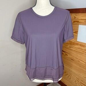 Lululemon Sole Training Short Sleeve Tee Top Black Currant Purple 8 W3ABGS Sheer